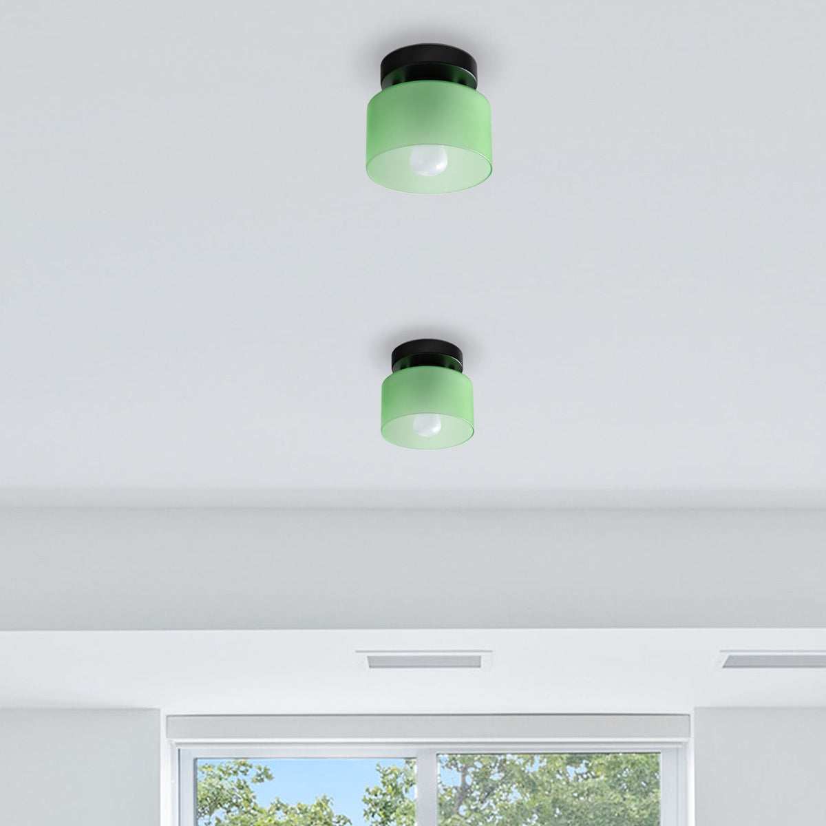 Flush Mount Glass Globe Light with E27 Socket for Entryway Kitchen and Bedroom Lighting