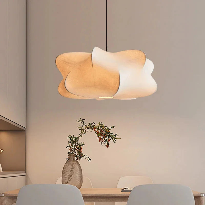 Silk Pendant Light Japanese-Inspired LED Warm White for Living Room Bedroom Hotel