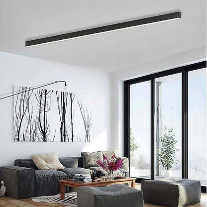 Linear LED Flush Mount Ceiling Light 47-inch Black Fixture for Bedroom Living Room Hallway Contemporary Minimalist Home Lighting