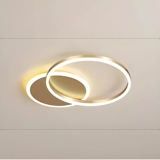 Multi-Ring LED Flush Mount Fixture Black Aluminum 39 in Contemporary Overhead Light for Bedroom Living Room Dining Area Integrated Lighting