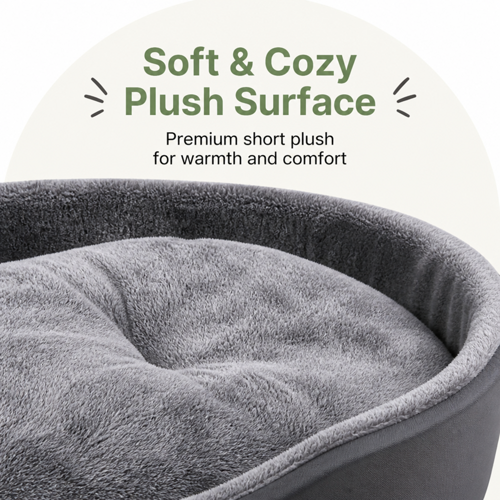 Ortekor Short-Plush Polyester Oval Dog Bed