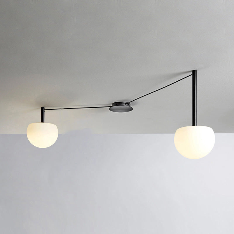 Multi-Globe Pendant Light Metal & Frosted Glass 47 Inch Adjustable White Fixture for Dining Room Kitchen Island Bedroom Modern Scandinavian