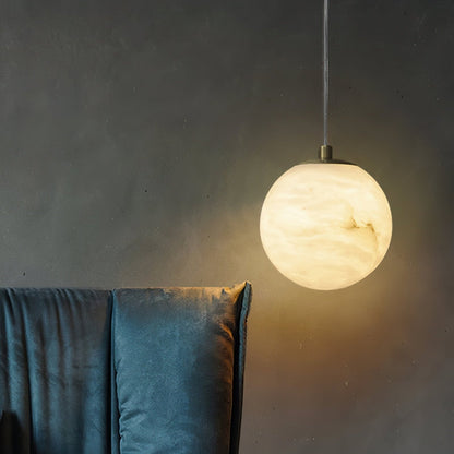 Hanging Ceiling Light Stone Globe 4-6 Inch Adjustable Cord Modern Minimalist Fixture for Bedroom Dining Room Kitchen Living Space Entryway