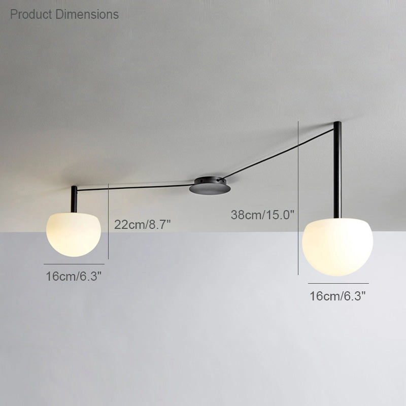 Multi-Globe Pendant Light Metal & Frosted Glass 47 Inch Adjustable White Fixture for Dining Room Kitchen Island Bedroom Modern Scandinavian
