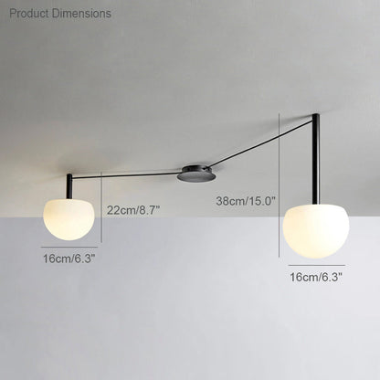 Multi-Globe Pendant Light Metal & Frosted Glass 47 Inch Adjustable White Fixture for Dining Room Kitchen Island Bedroom Modern Scandinavian