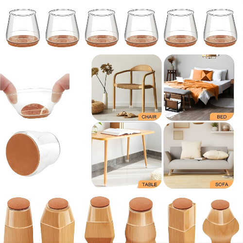 Furniture Leg Caps Clear Silicone with Felt Pads for Floor Protection on Hardwood, Tile, Laminate | Chair Table Feet Covers Anti-Scratch