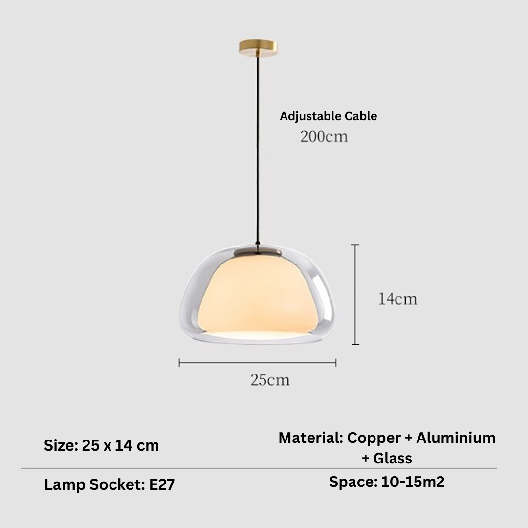 Translucent Globe Hanging Light Fixture Glass Dome Ceiling Lamp for Kitchen Island Dining Room Bedroom Modern