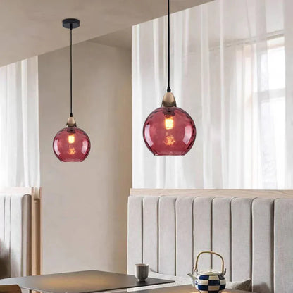 Textured Glass Globe Hanging Light 7.9 Inch Dining Room Island Fixture Adjustable Height Modern Sphere Pendant Minimalist Ceiling Lamp for K