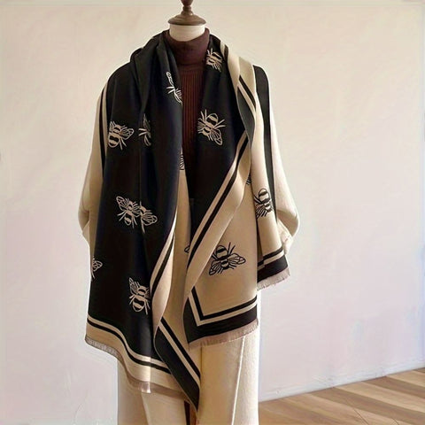 Nuvia Winter Scarf - Soft Microfiber, Warm Bee Pattern