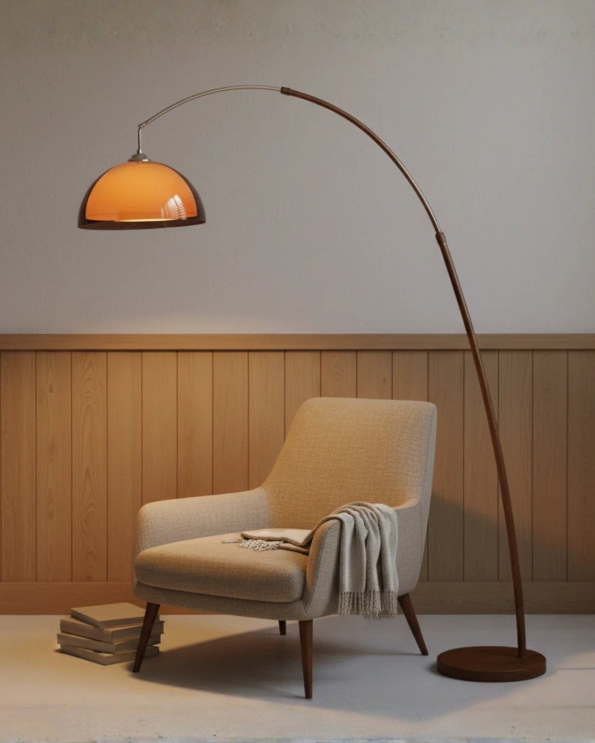 Elegant Arc Floor Lamp | Modern Design with Warm Dome Shade for Cozy Ambiance