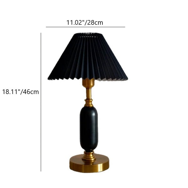 Accent Lamp with Folded Cloth Shade 11 in × 18 in Gold Base E12 Socket for Nightstand Office Den Mid-Century Style Portable Lighting