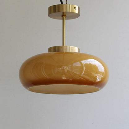 Semi-Flush Mount Golden Amber Glass Fixture 11 inch Antique Brass Finish for Bedrooms Living Rooms Hallways Vintage Style Overhead Light E26