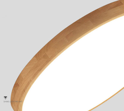 Round Wood Overhead Light Fixture with Adjustable Temperature Settings 12-24 Inch Low Profile for Bedroom Living Room Kitchen Dining Area Co