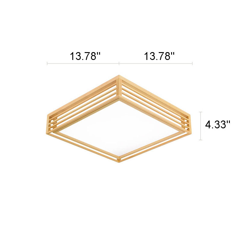 LED Round Ceiling Fixture 14-inch Wood & Acrylic Contemporary Overhead Light for Bedroom Kitchen Bathroom Home Office