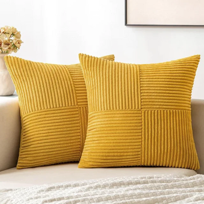 Textured Plush Throw Pillow Cover 18x18 Inch Gray Ribbed Velvet Square Cushion Sham for Couch Bed Living Room Soft Decorative Accent Hidden