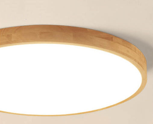 Round Wood Overhead Light Fixture with Adjustable Temperature Settings 12-24 Inch Low Profile for Bedroom Living Room Kitchen Dining Area Co