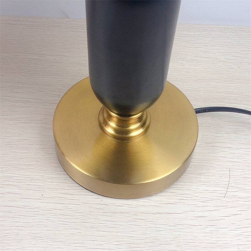 Metal Desk Lamp with Pleated Shade 18 in Tall E12 Socket Plug-In for Bedroom Nightstand Office Study Living Room Reading Light Contemporary