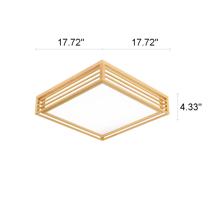 LED Round Ceiling Fixture 14-inch Wood & Acrylic Contemporary Overhead Light for Bedroom Kitchen Bathroom Home Office