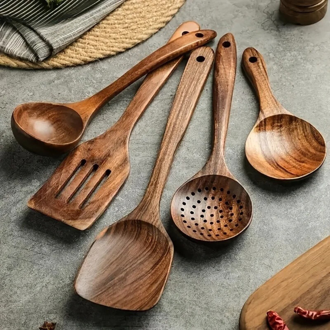 Solid Walnut Wooden Cooking Spoon for Nonstick Cookware – Safe Stirring, Flipping & Serving Utensil for Everyday Kitchen Use