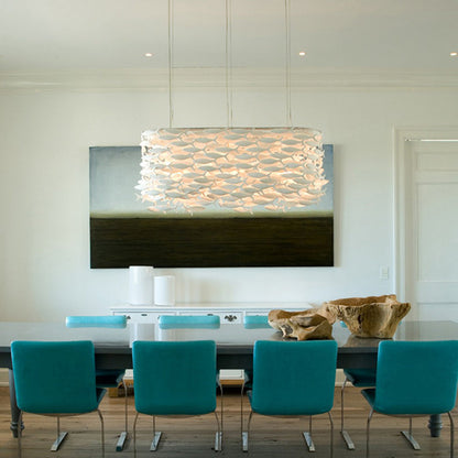 Ceramic Fish Sculpture Chandelier for Dining Room – Modern Coastal Pendant Light Fixture with Adjustable Hanging Height