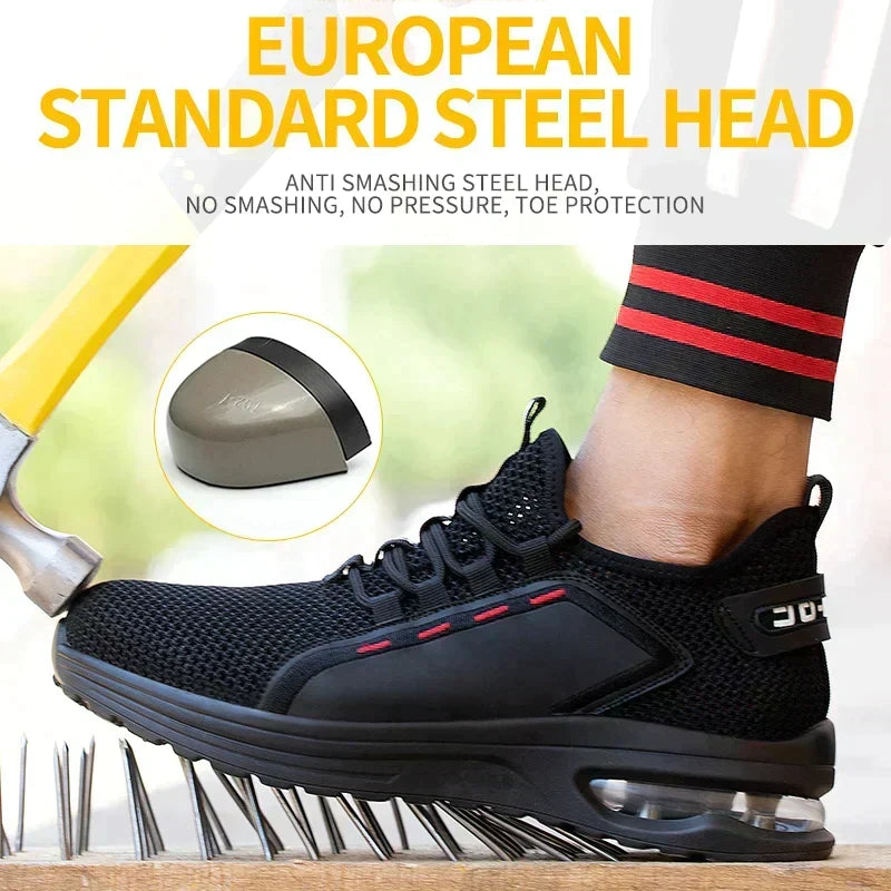 Steel Toe Work Shoes for Men & Women – Breathable Mesh Safety Sneakers with Slip-Resistant Sole & Puncture-Proof Protection for