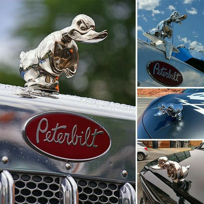 Adventure Duck | Rubber Hood Ornament with Chrome Finish | Unique Emblem for Car Enthusiasts