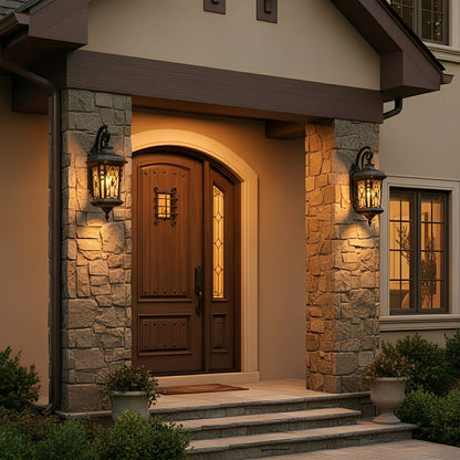 Outdoor Porch Lantern Dark Bronze Cast Aluminum Waterproof 20.5 Inch E27 Fixture for Front Door Entryway Driveway Garden Gate Exterior Facad