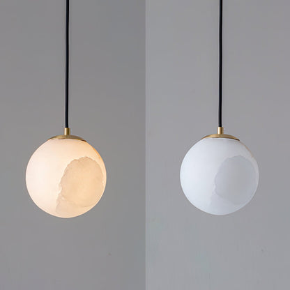 Hanging Ceiling Light Stone Globe 4-6 Inch Adjustable Cord Modern Minimalist Fixture for Bedroom Dining Room Kitchen Living Space Entryway