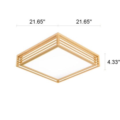 LED Round Ceiling Fixture 14-inch Wood & Acrylic Contemporary Overhead Light for Bedroom Kitchen Bathroom Home Office