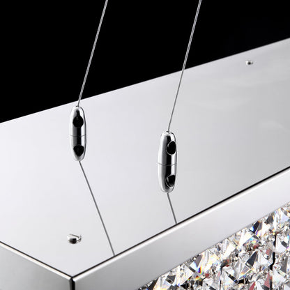 Linear K9 Glass Drop Ceiling Light Fixture for Dining Room & Kitchen – Chrome Finish