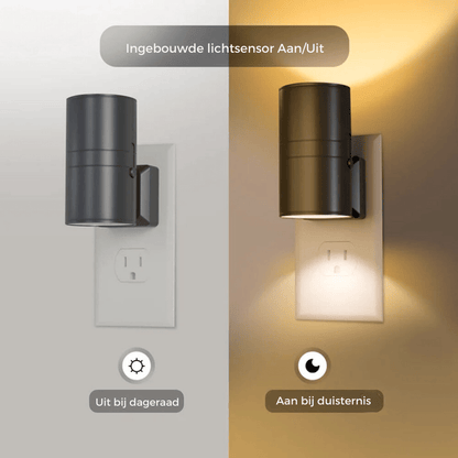 Plug-In LED Wall Light with Auto Dusk Sensor & Dimmer for Hallways, Stairs, Bedrooms | Modern Industrial Sconce | No Wiring Installation