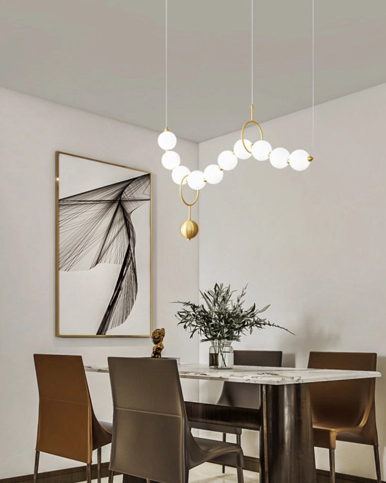 Cascading Glass Globe Pendant Light Fixture Gold White Contemporary Overhead Illumination for Breakfast Bar Eating Area Lounge 39 inch