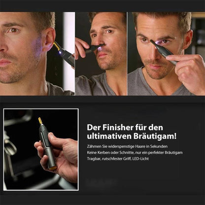 Precision Hair Trimmer with LED Light & Ultra-Thin Titanium Blades for Nose Ear Eyebrow Detailing