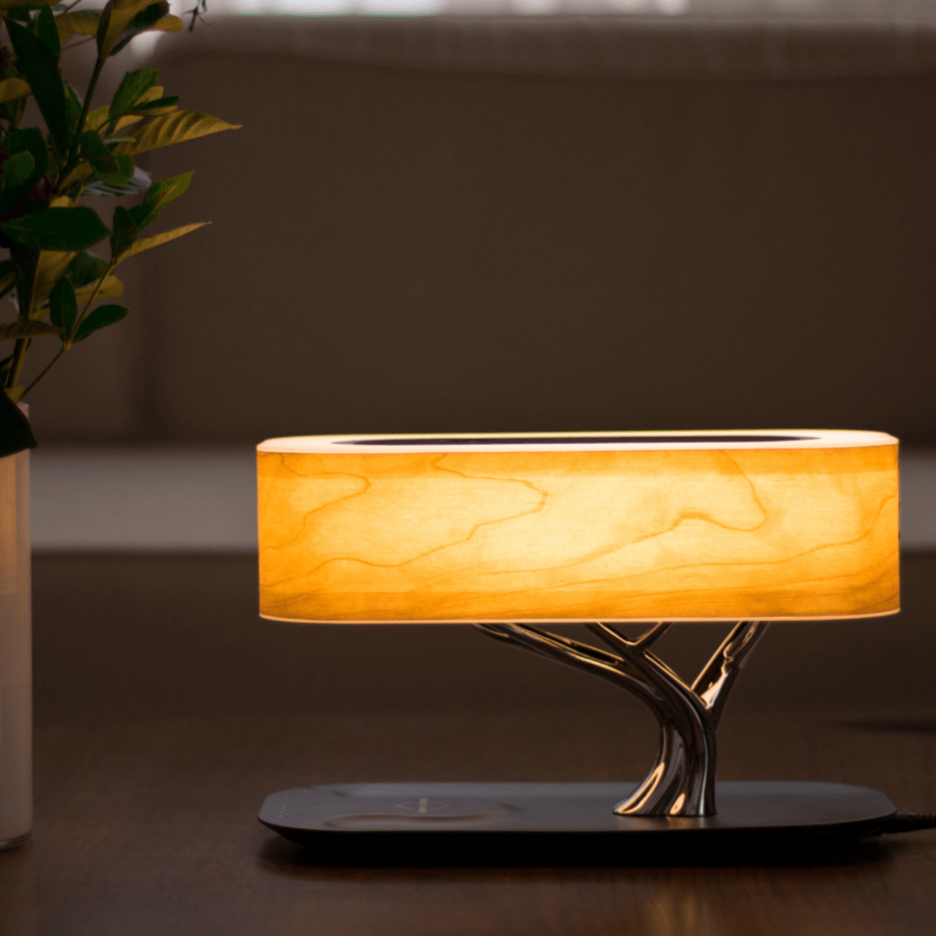 Wireless Charging Table Lamp with Bluetooth Speaker for Bedroom Nightstand Office Desk Living Room Modern LED Accent Light