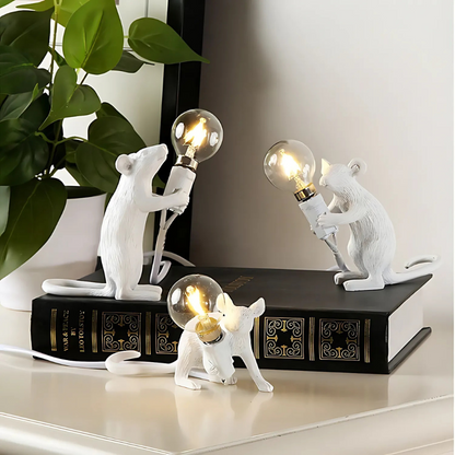 Whimsical Mouse Desk Lamp with LED Light – Resin Novelty Accent for Tables, Shelves & Nightstands