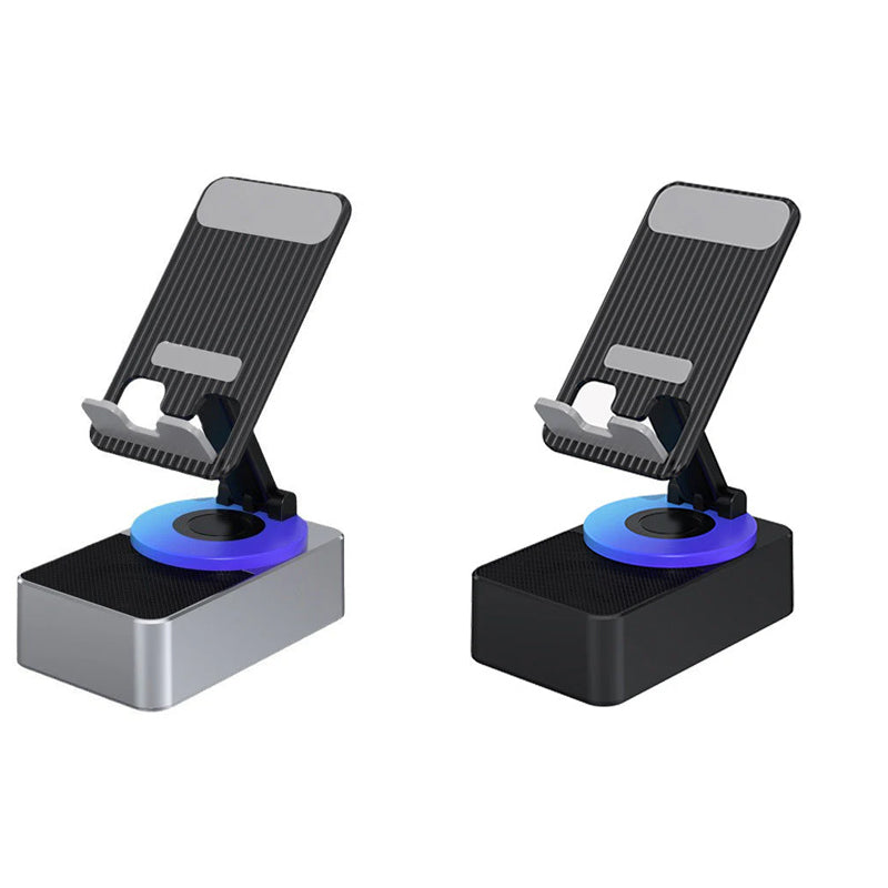 Rotating Wireless Speaker Phone Stand with 40mm Subwoofer & 360° Swivel for Smartphones & Tablets