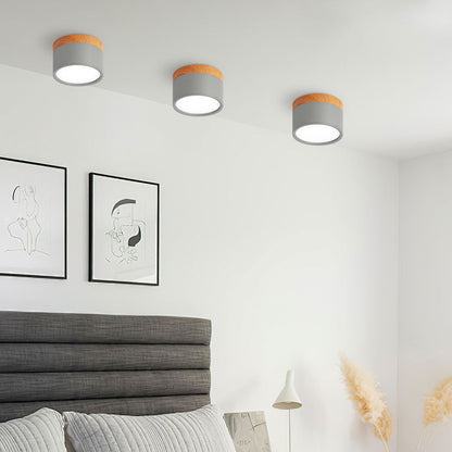 Compact LED Flush Mount Ceiling Light Fixture Wood & Metal Accent for Entryway Hallway Bedroom Kitchen 5W 7W Surface Mount Minimalist Modern