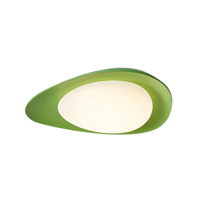 Organic Resin LED Flush Mount Light Green Beige for Bedroom Living Room Dining Room Modern Overhead Lighting Nature-Inspired