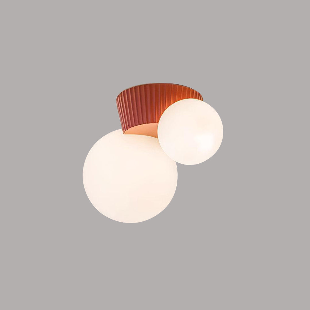 Twin Globe Ceiling Light with Green Base – Modern Two-Bulb Flush Mount for Living Room & Bedroom