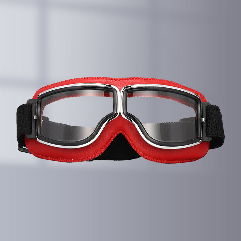 Retro Aviator Motorcycle Goggles with Padded Frame & Adjustable Strap for Men & Women