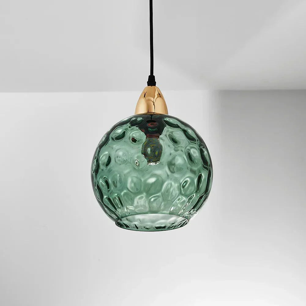 Textured Glass Globe Hanging Light 7.9 Inch Dining Room Island Fixture Adjustable Height Modern Sphere Pendant Minimalist Ceiling Lamp for K