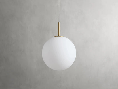 Handblown Glass Globe Pendant Light with Brushed Brass Finish and Integrated LED for Kitchen Island, Dining Room, Entryway, and Bedroom