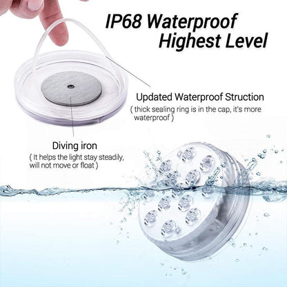 Submersible Pool Light with Remote Control 13-LED Waterproof Suction Cup Accent Lamp for Swimming Pools Hot Tubs Bathtubs Aquariums Vases