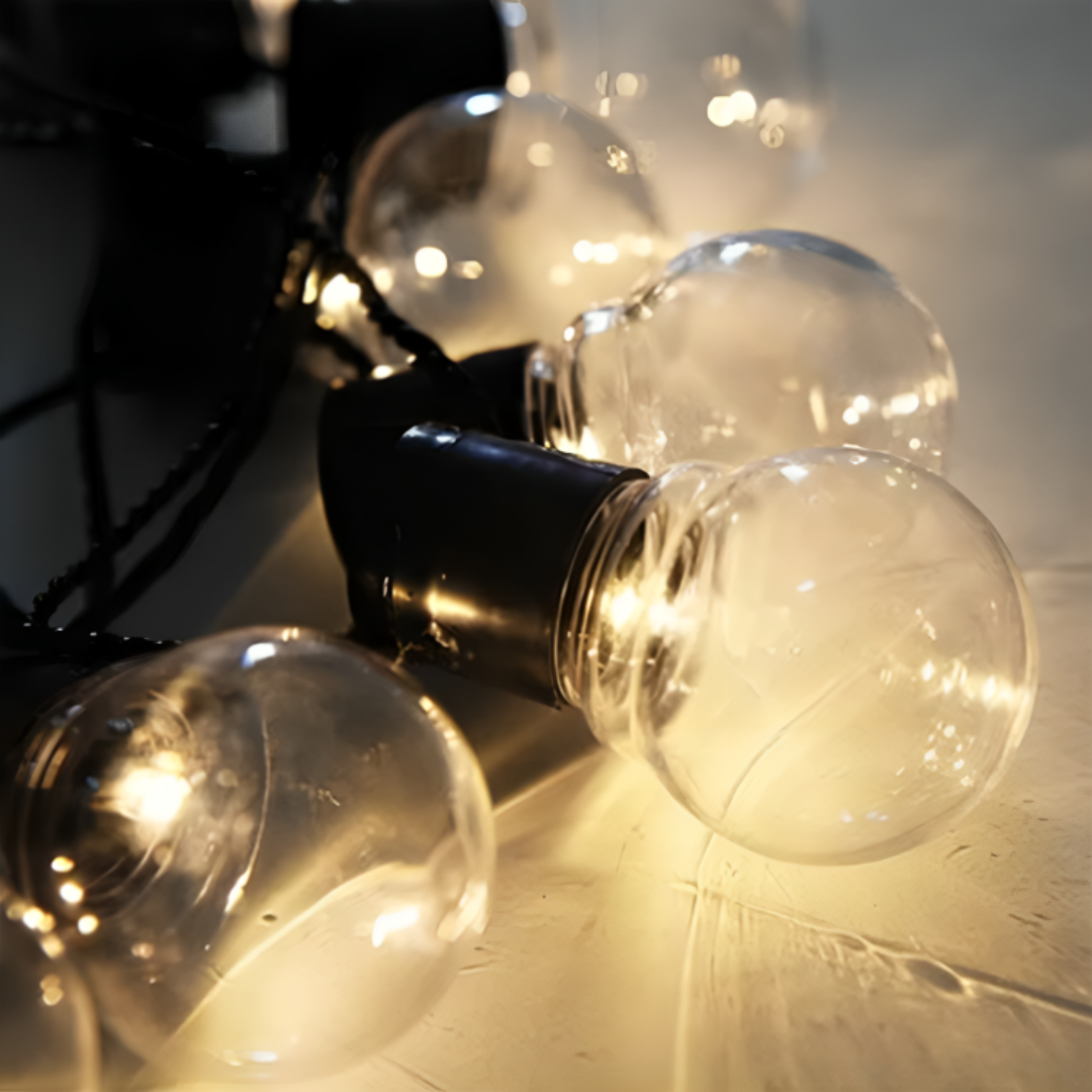 Solar-Powered String Lights with Warm White Globe Bulbs for Patio, Garden & Outdoor Events