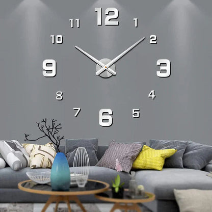Oversized Acrylic Timepiece 35 Inches Red Whisper-Quiet Movement Decorative Statement Clock for Home Office Bedroom