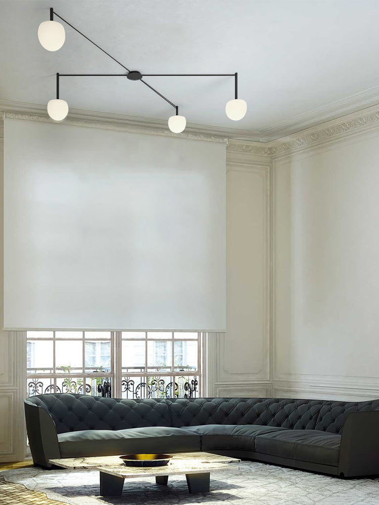 Multi-Globe Pendant Light Metal & Frosted Glass 47 Inch Adjustable White Fixture for Dining Room Kitchen Island Bedroom Modern Scandinavian