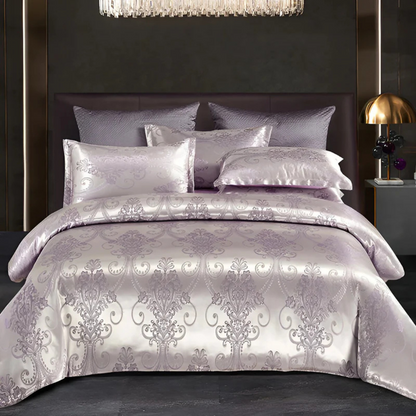 Elegant Satin Duvet Cover Set with Floral Print & Breathable Comfort for Luxurious Sleep