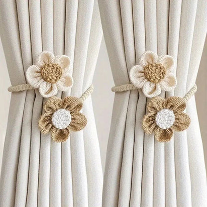 Flora Curtain Tiebacks - Floral Design, 2-Piece Set