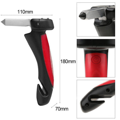 Vehicle Safety Tool with Window Breaker Seatbelt Cutter LED Light Grip Handle for Emergency Escape Car Rescue Kit Seniors Elderly