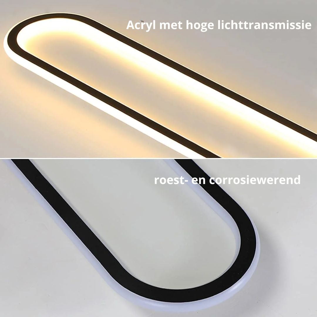 Flush Mount LED Ceiling Light Oval Low Profile Black White for Bedroom Hallway Entry Foyer Contemporary Overhead Lighting Modern Minimalist